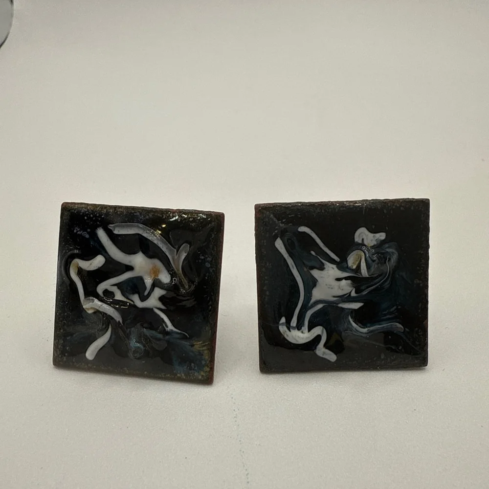 Men's Unbranded Black & White Enamel One Size Cuff Links